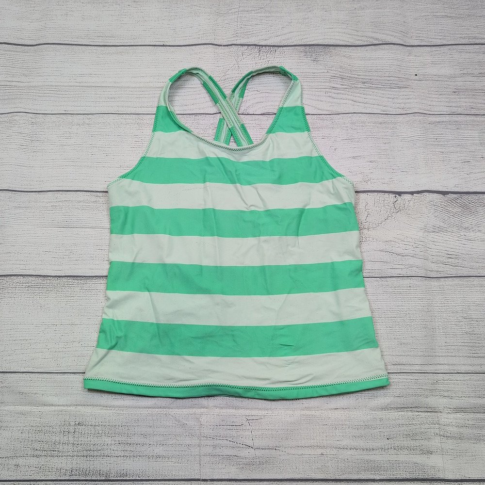 12 Primary Green Stripe Tankini Top